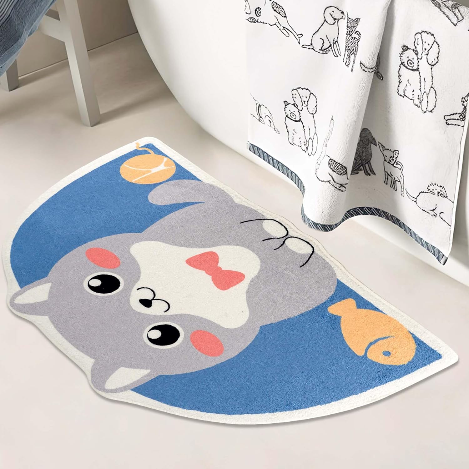 Cat Bath Mat Half Circle Bath Mat Imitation Cashmere Bath