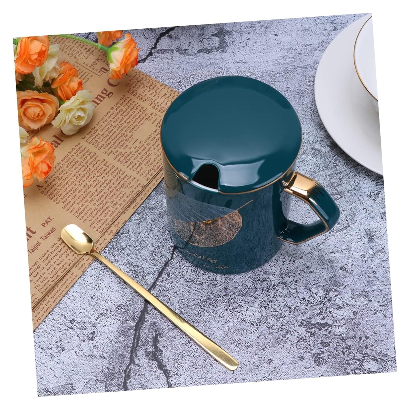 Tazas de café, tazas de bebidas, taza de cerámica con tapa, taza con tapa, taza para beber, taza de agua, taza de regalo, taza de porcelana, taza de café verde, taza de personalidad con tapa, taza de