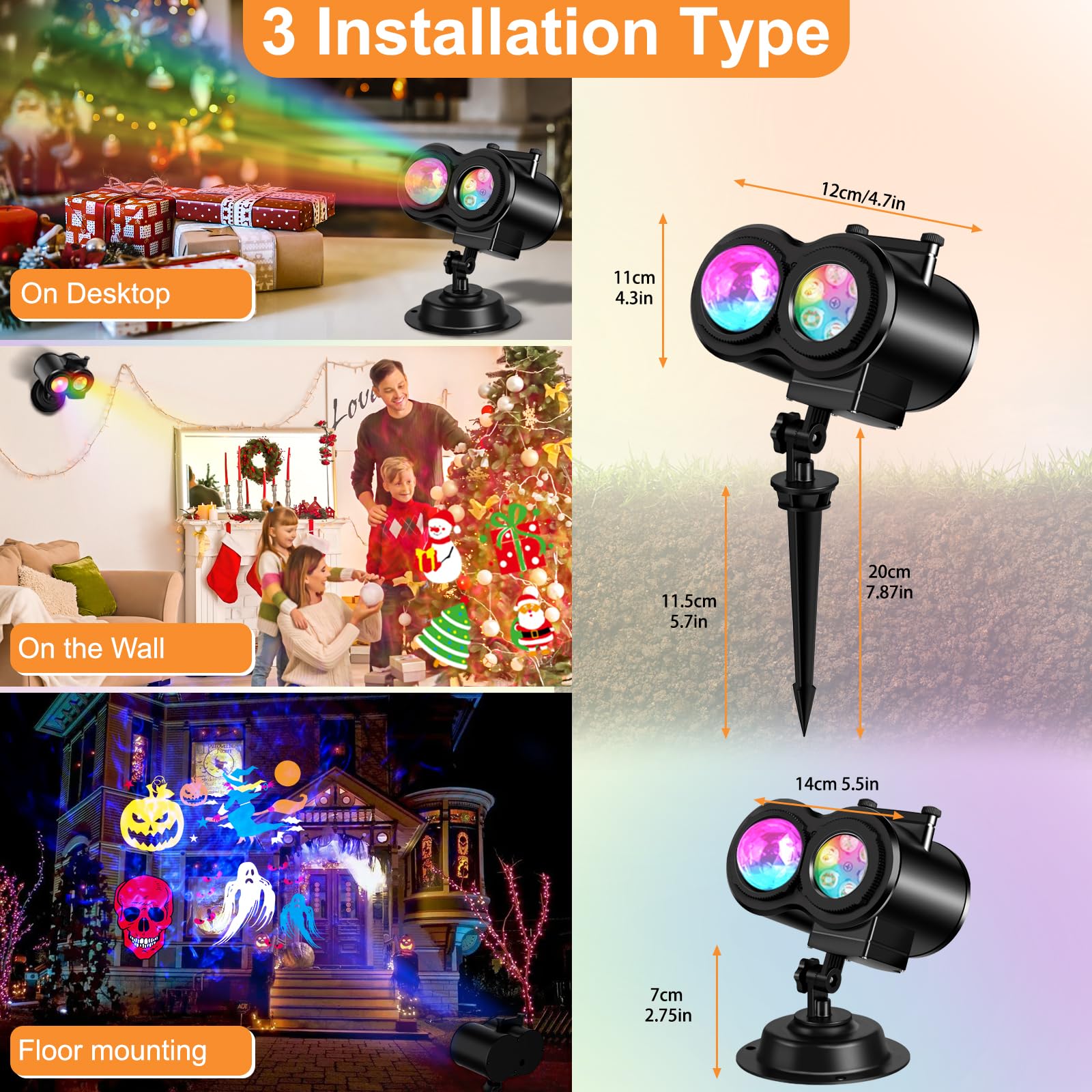 Proiettore di Luci per Halloween e Natale, Illuminazione Festiva LED con 16 Disegni, IP65 per Esterni e Interni, per Feste di Compleanno