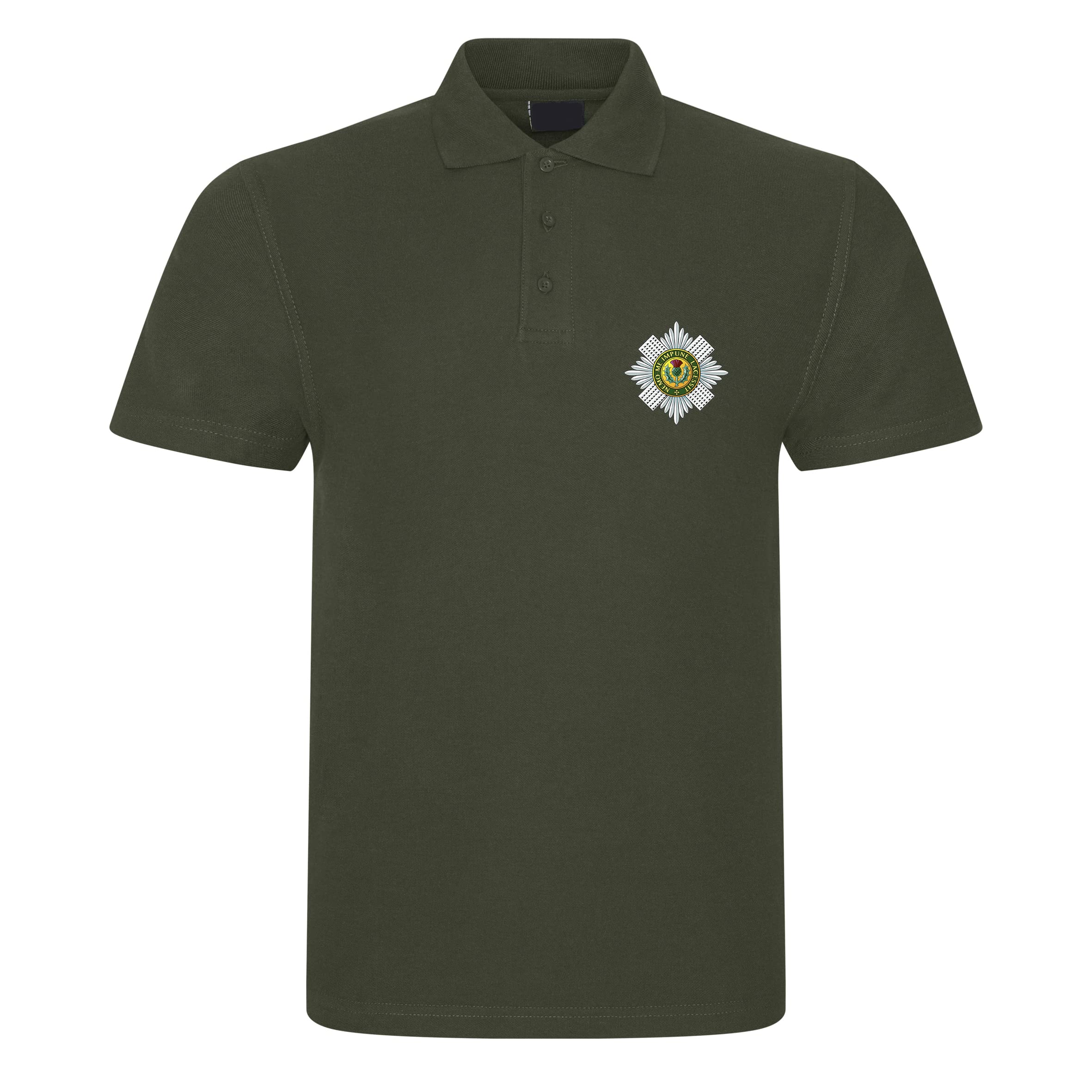 Psave Men's Military Green Scots Guards Insignia Embroidered Polo Shirt British Army Military Embroidery (As8, Alpha, Xx_l, Regular, Regular, )
