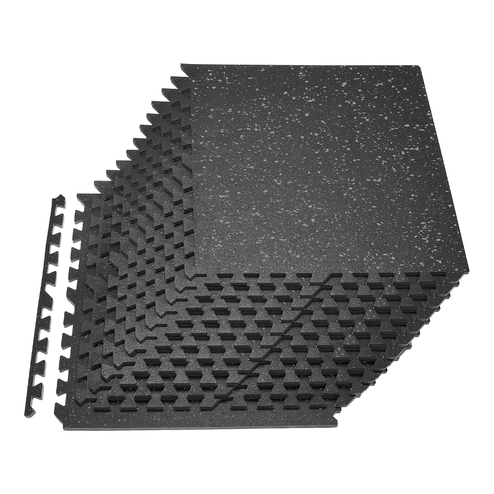 VEVOR Esterilla Puzzle 24 Piezas de 610 x 610 x 14 mm, Suelo Gimnasio de Goma EVA Alta Densidad, Colchoneta de Ejercicios con Puntos Grises Antiruido Antideslizante Antigolpe para Equipo Pesado, Casa