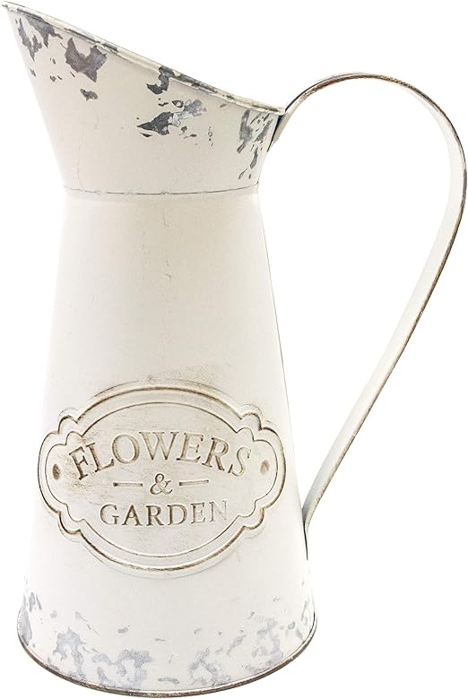 Soyizom Farmhouse White Jugs Vases for Flower, Metal Milk Jug Farmhouse Flower