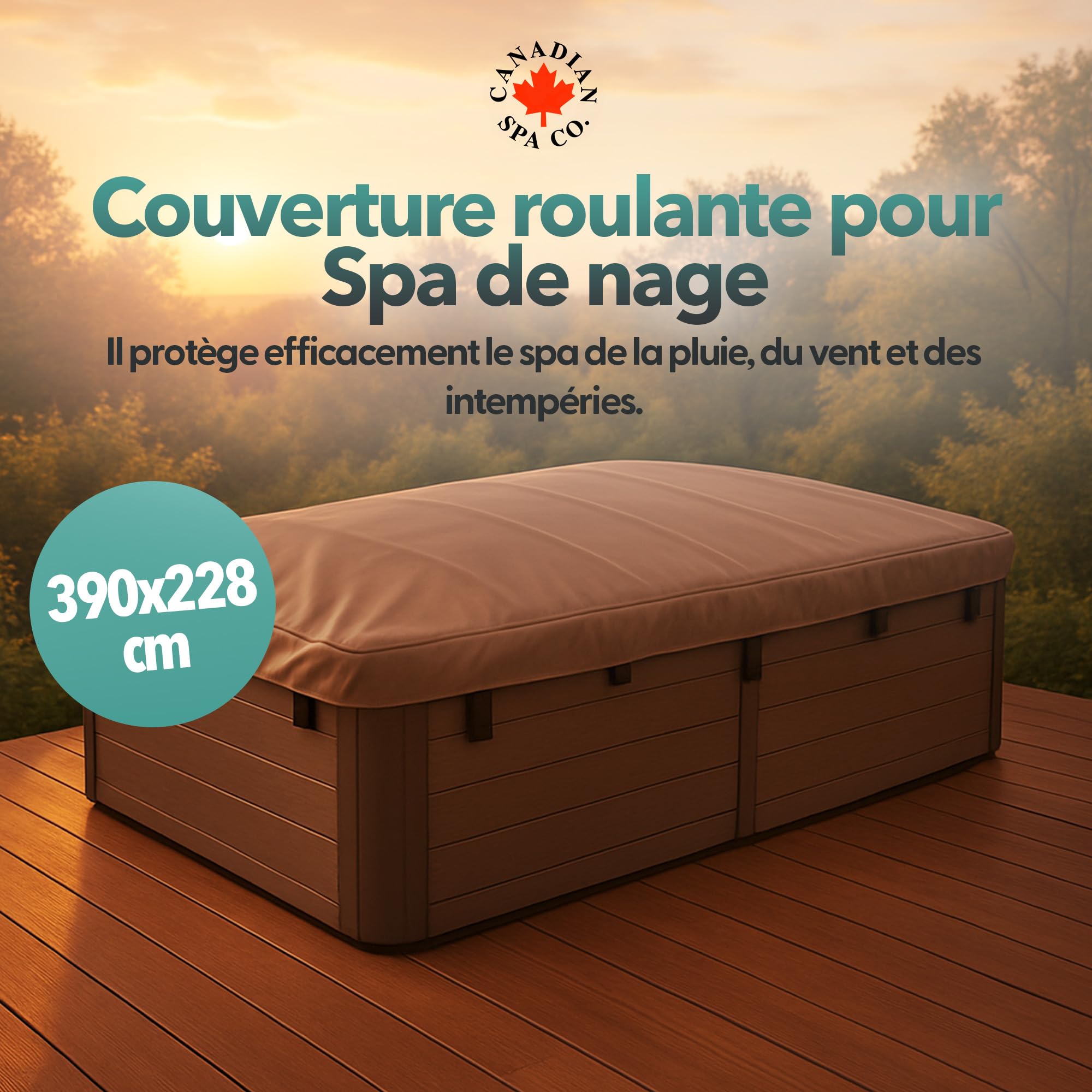CANADIAN SPA CO. Roll Couverture de Spa de nage, Taille : 13 ft, Couverture Isolante pour Spa de nage CANADIAN SPA Co. St. Lawrence, en Tissu Polyester Oxford, résistant à l'hiver et aux intempéries