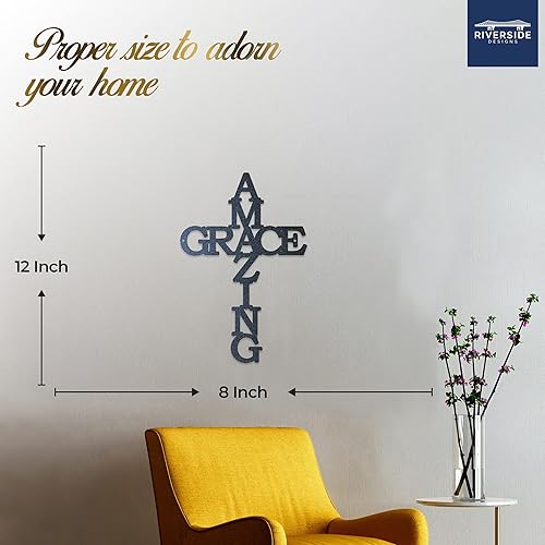 Miniatura 4 de Riverside Designs Amazing Grace Cross Christian Metal Art Decoración de acero Fabricado en Estados Unidos