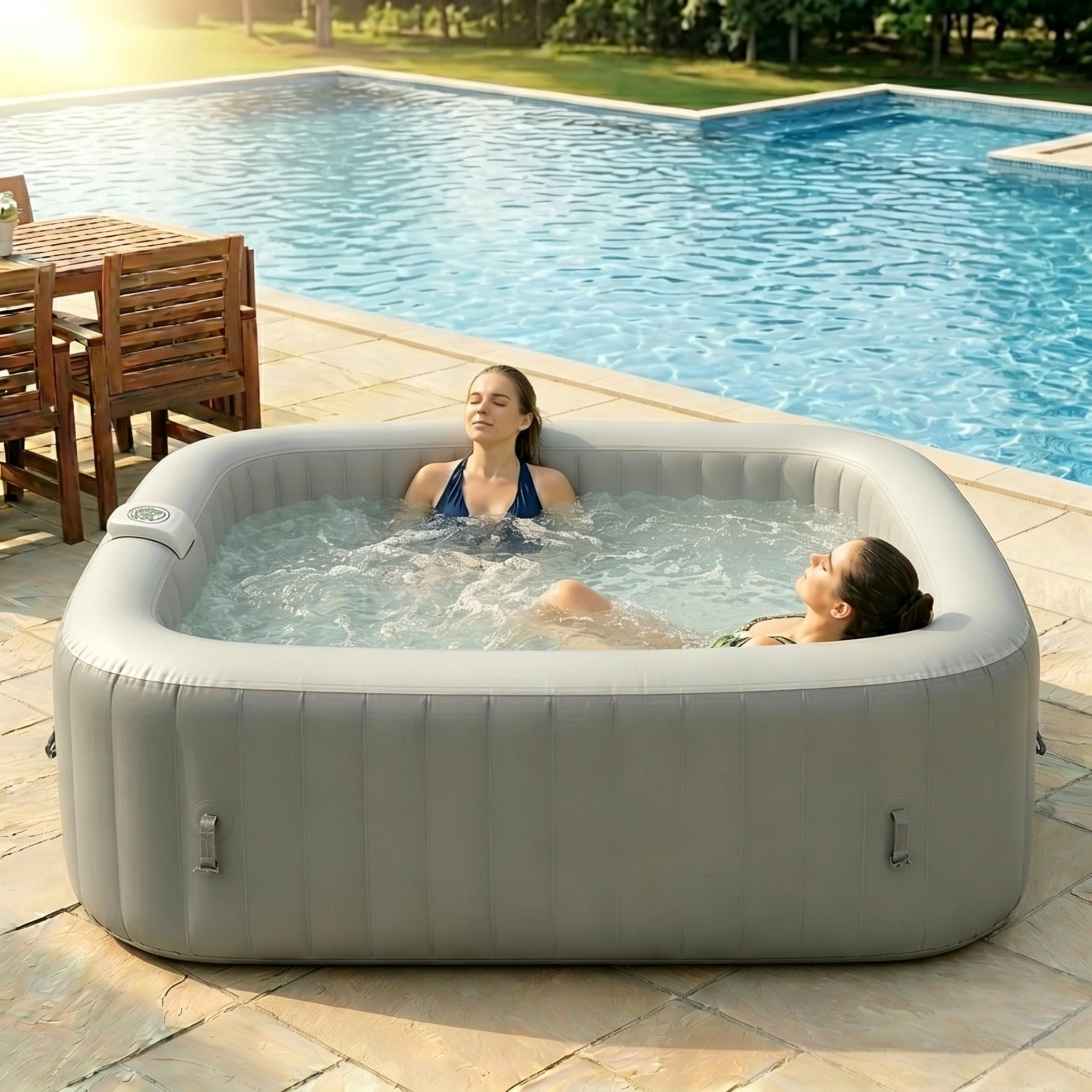 Micyox 4-6 Person Square Portable Spa with 130 Bubble Jets