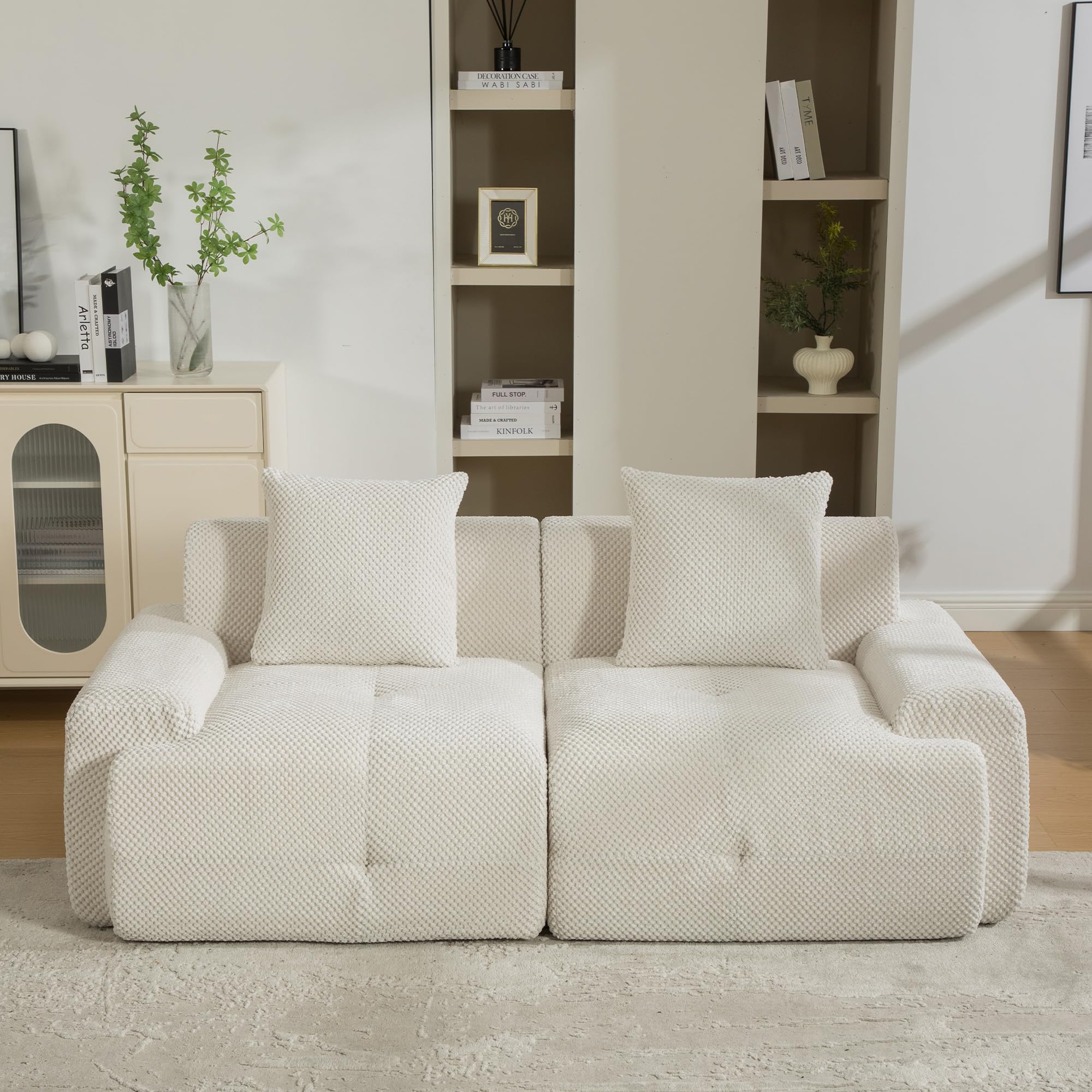 Generisch Sofá modular de chenilla de compresión, color beige 30D, antideslizante, suave