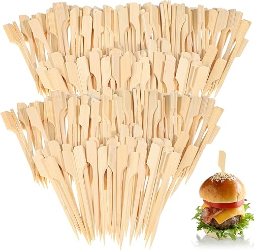 Chengu 500 pinchos de bambú de 3.5 pulgadas, palillos de dientes de madera para cóctel, palillos de bambú para aperitivos de alimentos, brochetas de
