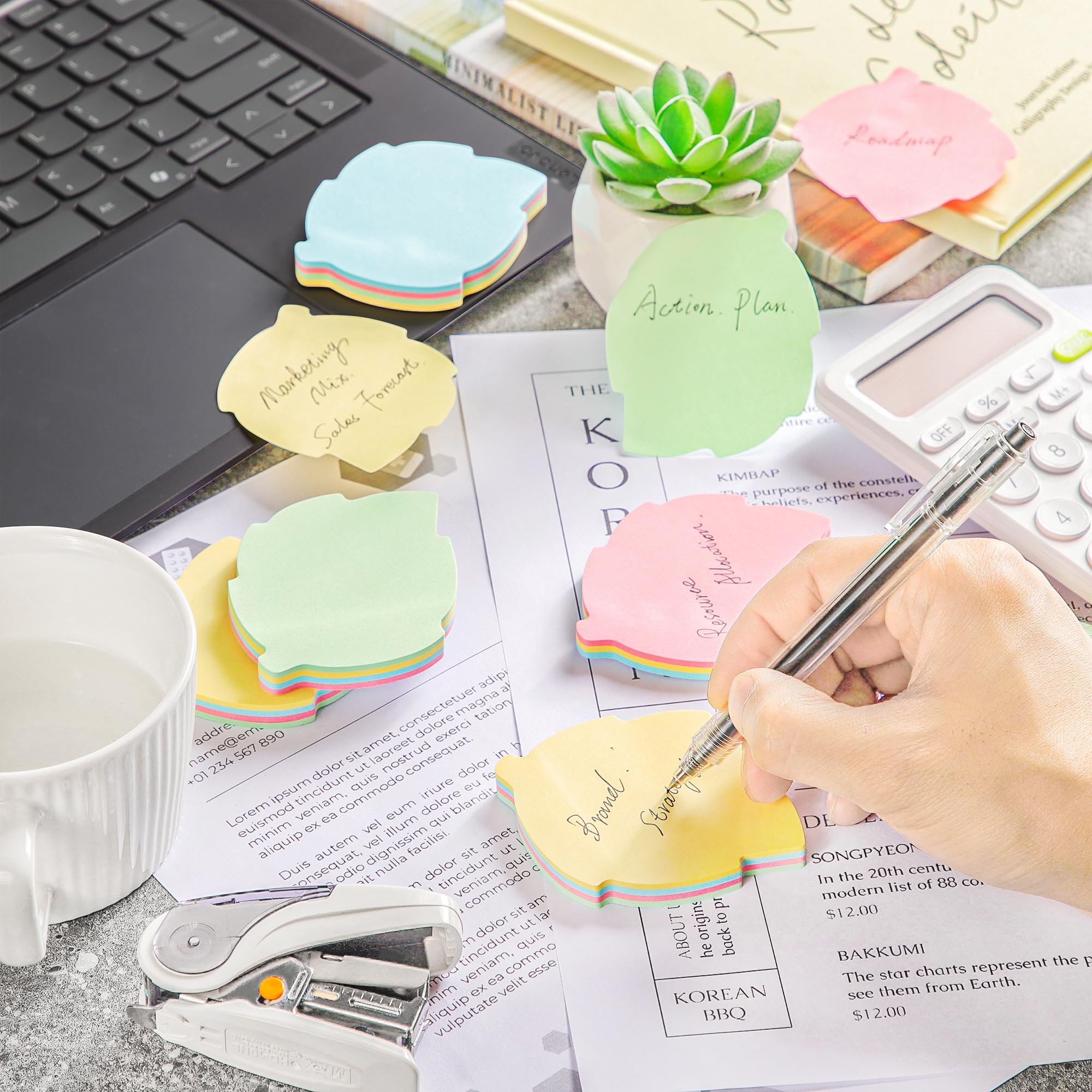 Sticky Notes 3x3, Heldere Kleurrijke Stickies, 12 Pads 1200 Vellen Totaal, Sterke Zelfklevende Notes, 6 Kleuren (Geel, Groen, Blauw, Oranje, Roze, Rose
