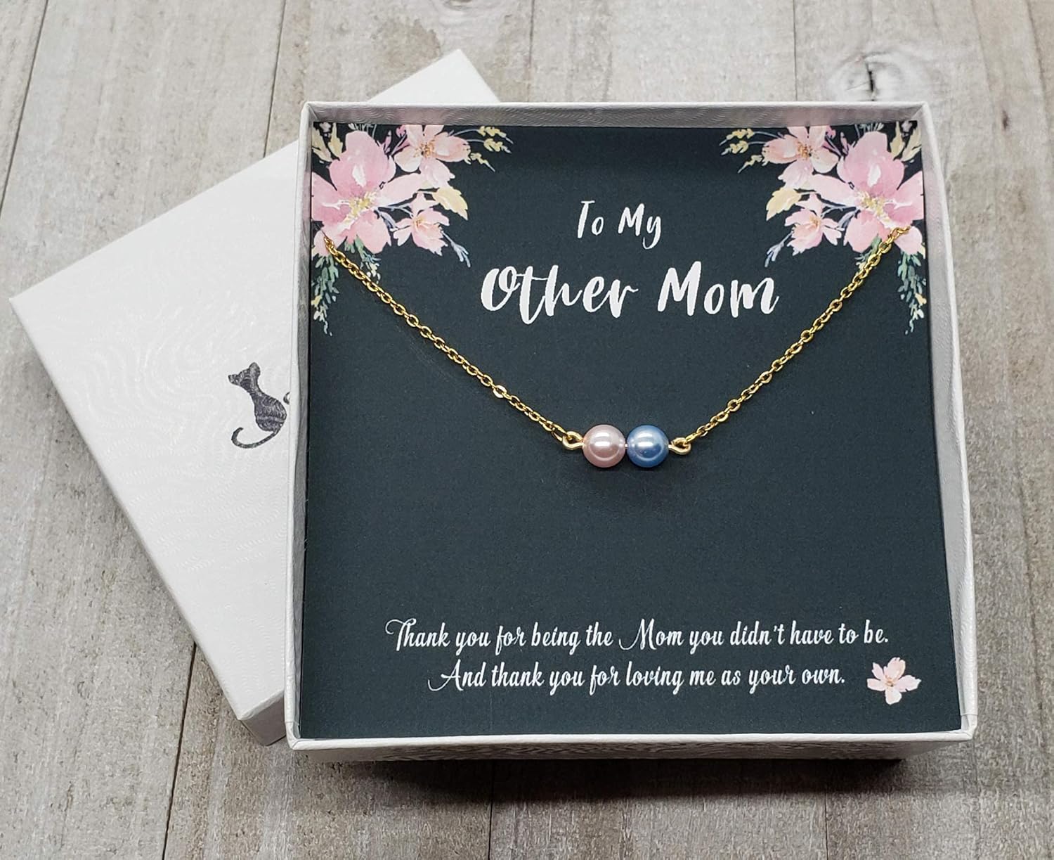 Stepmom Necklace, Personalized Birthstone Pearl Necklace for Stepmother, Stepmother Necklace w/Pearl, Other Mother Bonus Mom Gift