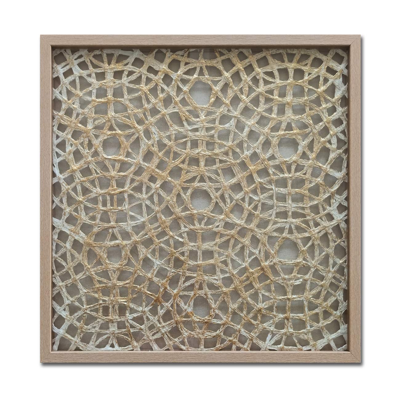 Buy LuxeArt 24"X24" Handmade Golden Rice Paper Shadow Box Framed Wall Art Decor, Abstract