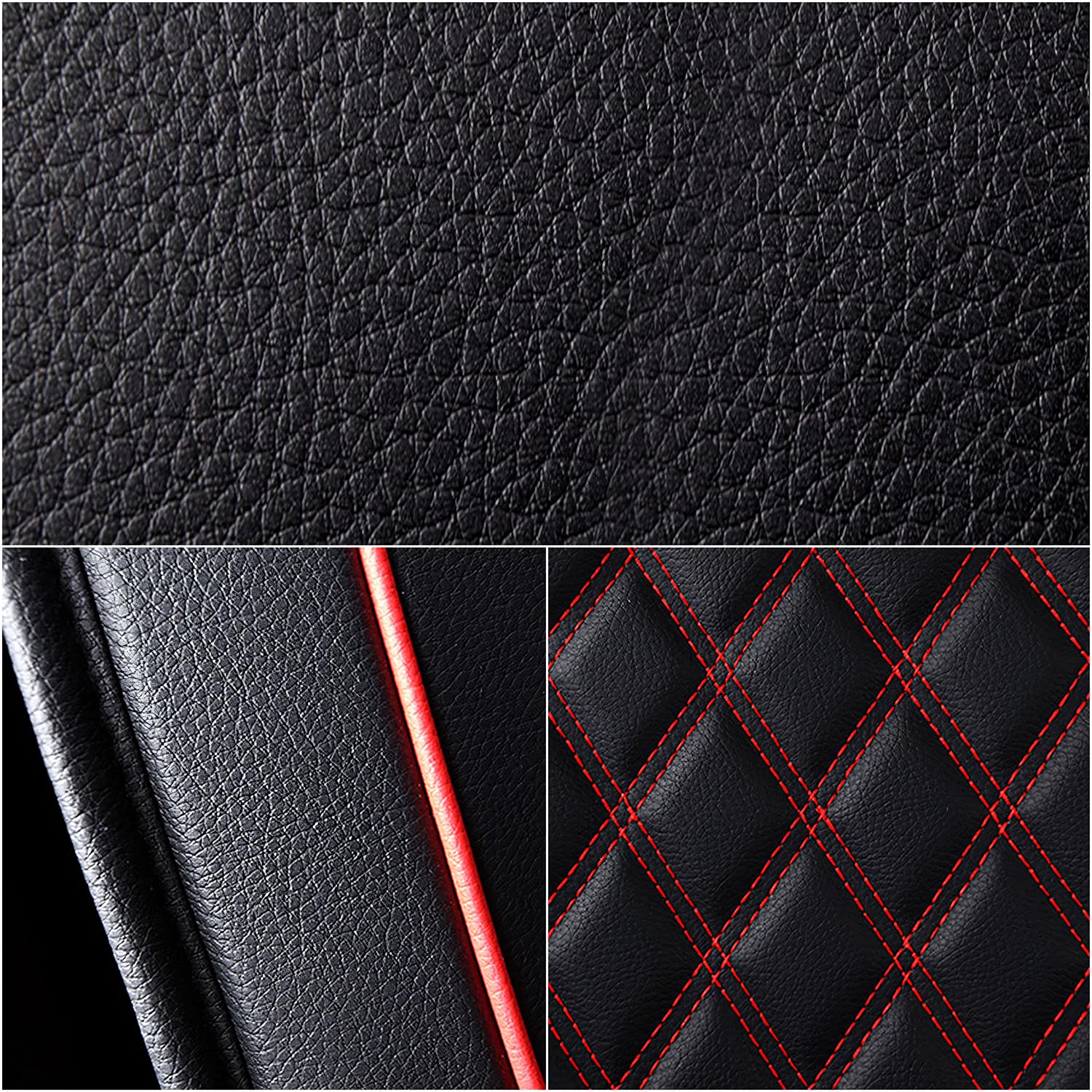 Housses de Siège Arrière de Voiture Universelle Cuir, Protecteurs de Siège Auto en Imperméables, Convient à la Plupart des Camionnettes SUV Berlines (Noir Rouge)