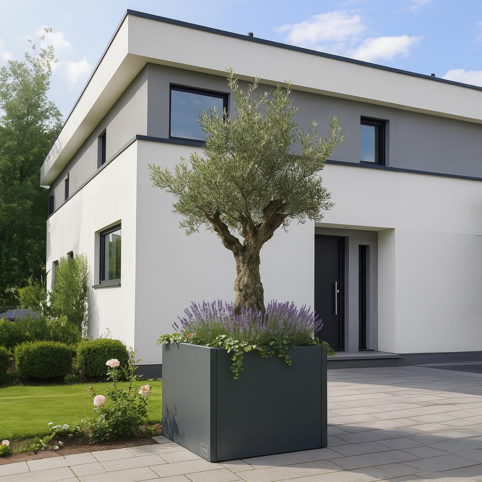 UNUS Fioriera quadrata, 80 x 80 x 40 cm, antracite, resistente alle intemperie, moderna, rettangolare, per giardino, terrazza, balcone