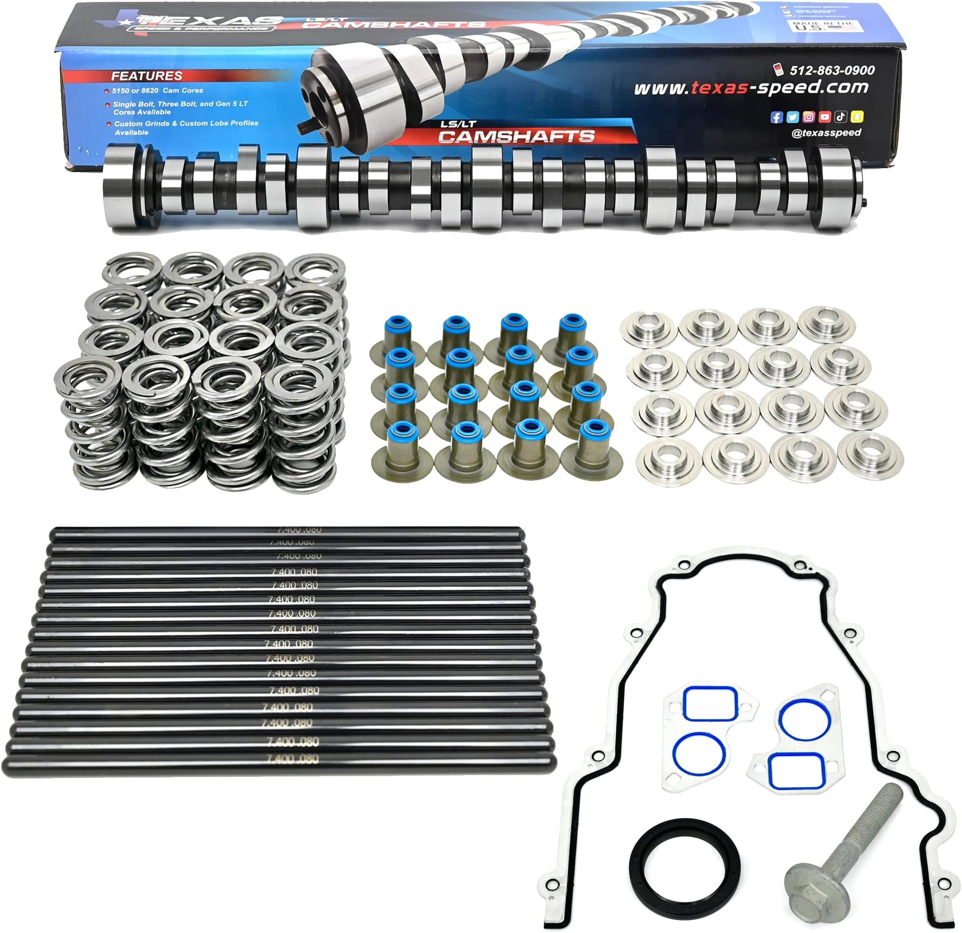 Texas Speed TSP Torquer V4 231/234 .629/.615 Camshaft 111 LSA 4.8 5.3 5.7 6.0 LS Engines Includes Spring Set, Pushrods and Gasket Kit
