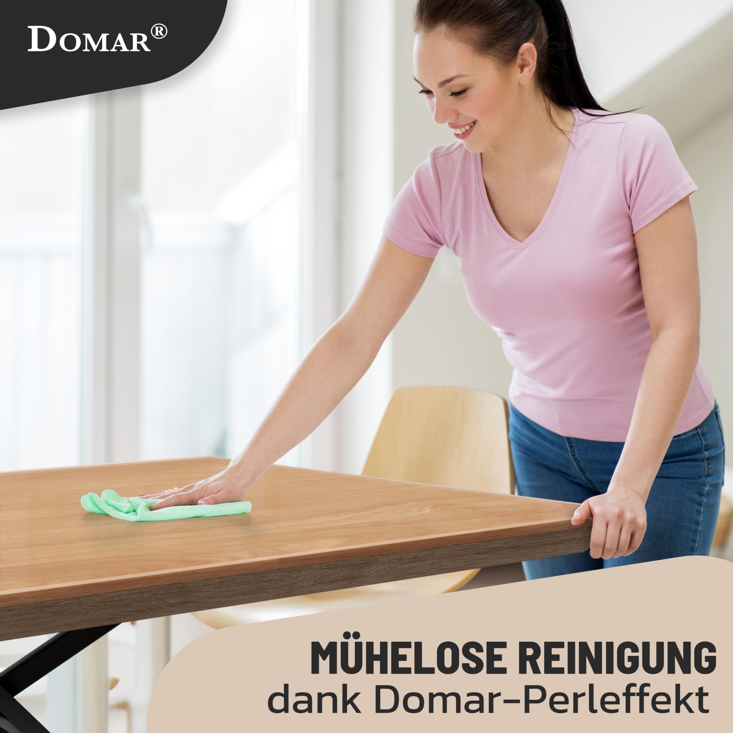 Domar - Pellicola trasparente da tavolo 2 mm in base alla misura – Made in Germany I Tovaglia trasparente con bordo smussato, affidabile protezione del tavolo trasparente per una protezione ottimale