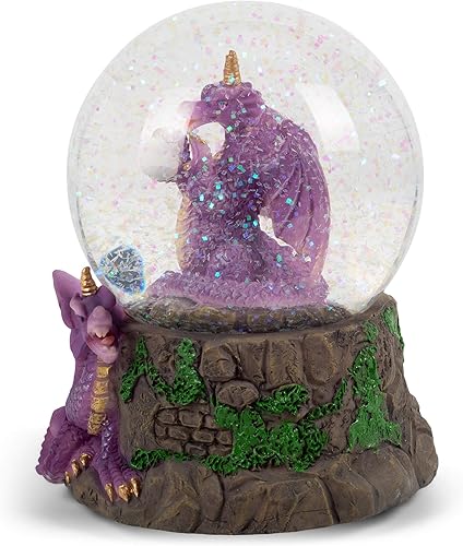 Miniatura 2 de Elanze Designs Chopin - Figura de dragón morado con orbe en castillo, globo de agua de 3.93 pulgadas, juego de Tune Fantasie Impromptu