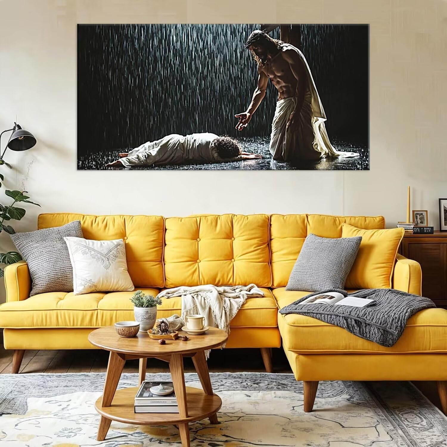 Hyupuanj Malen nach Zahlen Erwachsene Jesus - Paint by Numbers Adult Mit 3 Pinseln und Acrylfarbe - DIY Handgemalt Ölgemälde Kit für Geschenke, Wanddeko und kreative Freizeit Geschenk 60x120cm p-823
