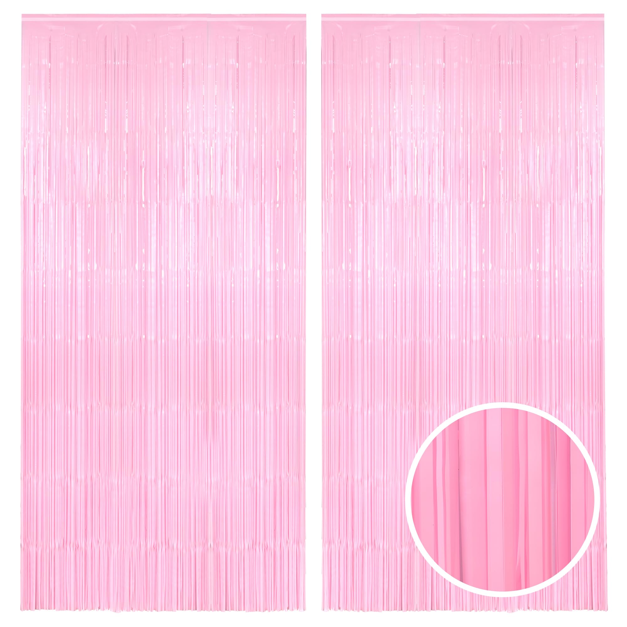 Pastel Pink Party Backdrop Decoration - GREATRIL Foil Fringe Streamers for Baby Shower/Valentines/Galentines/Ice Cream/Sweet/Cloud/Unicorn/Princess Birthday - 3.2ft X 8.2ft - 2 Packs