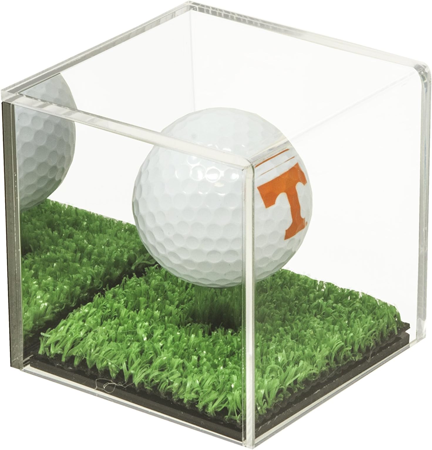 Better Display Cases Acrylic Golf Ball Display Case with Mirror and Turf Base (A046-MTB)