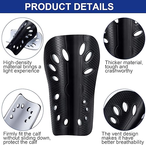 Miniatura 4 de ANCIRS 2 pares de espinilleras de fútbol para niños, mangas transpirables para juegos de fútbol de niños y niñas, cojín protector de EVA para