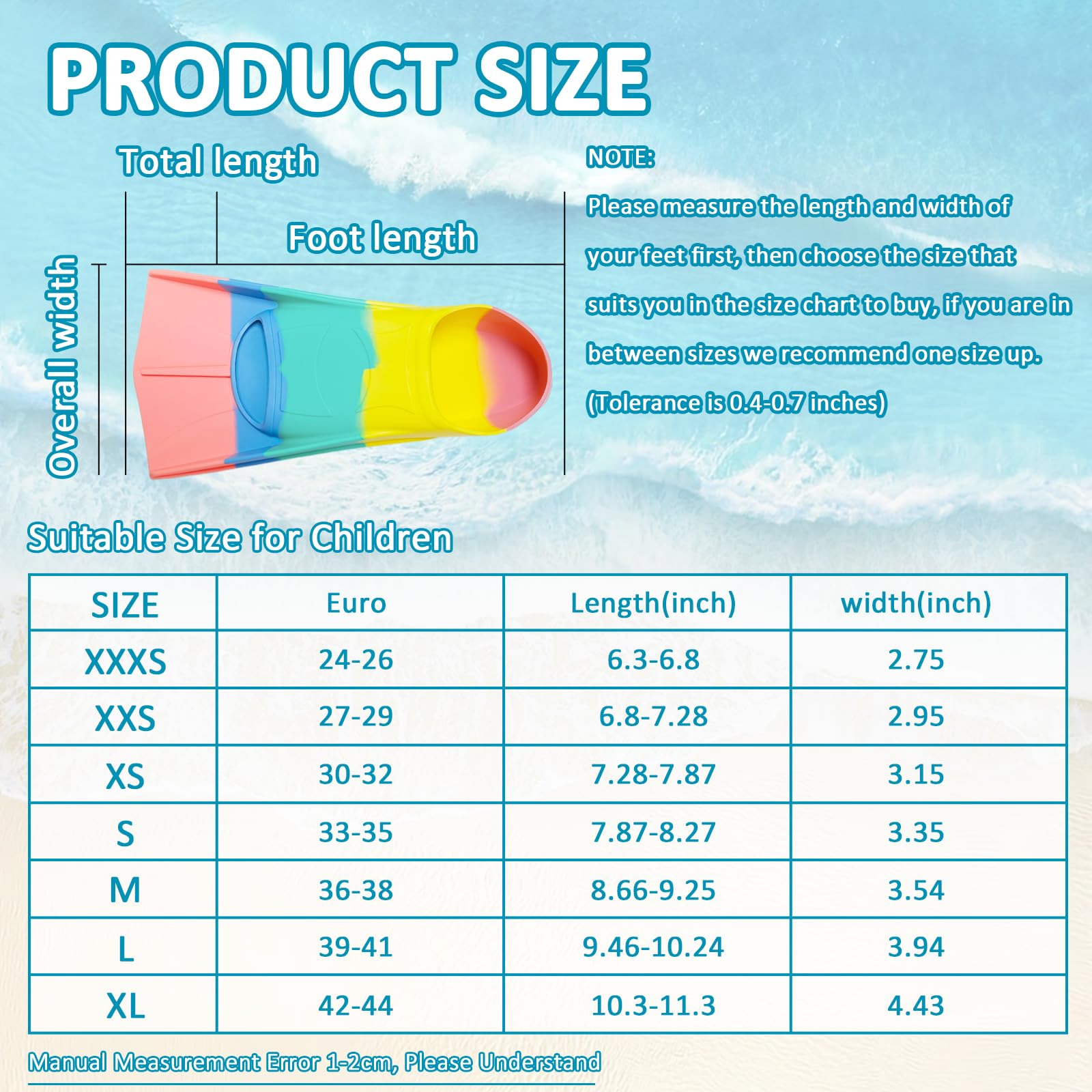 Aletas de natación para niños, 100% silicona, aletas de entrenamiento, aletas de natación para niños y adultos, entrenamiento de agua abierta, snorkeling