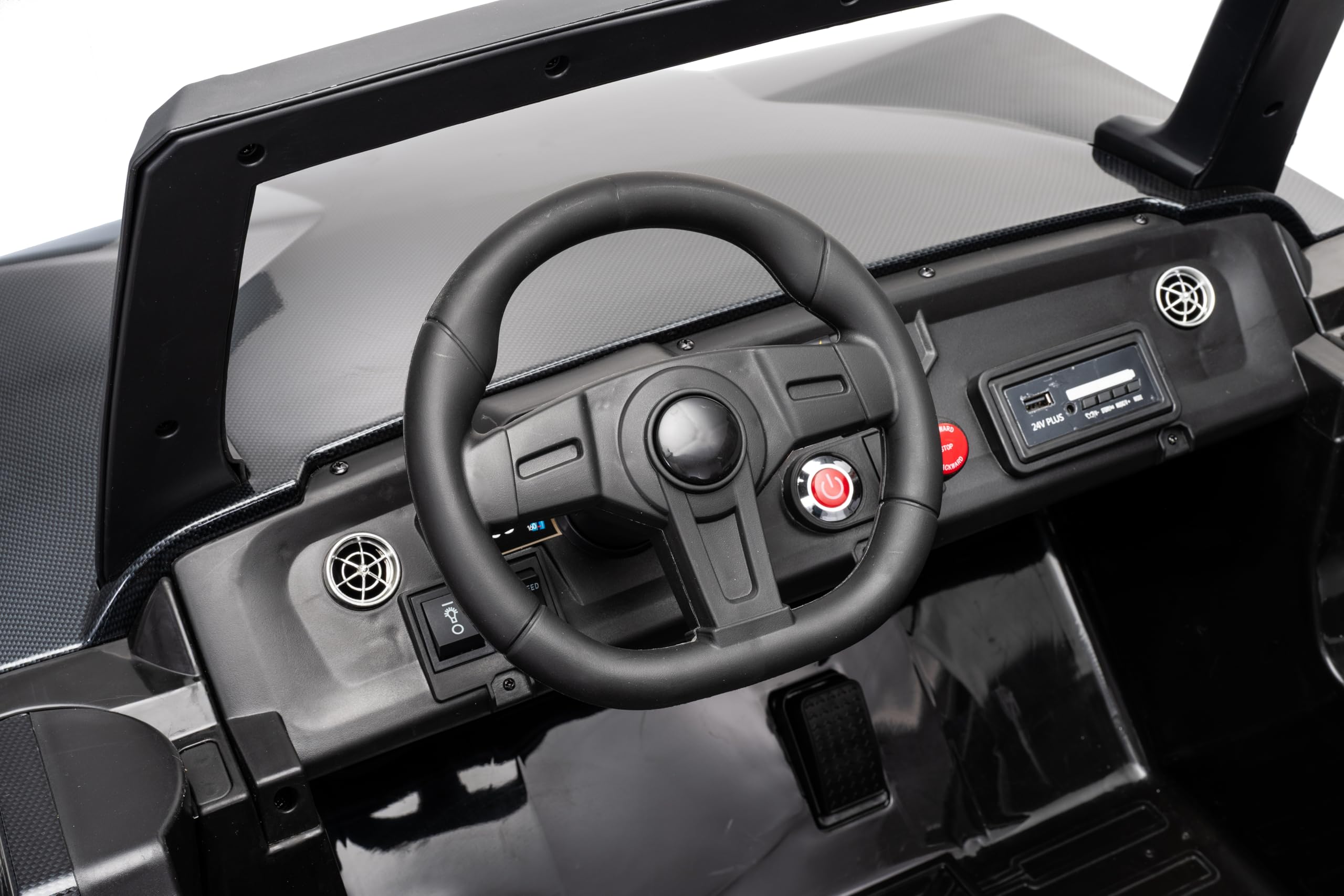 FINOOS Auto elettrica per bambini Clash 24 V, auto per bambini a 2 posti, con telecomando 2,4 GHz, 2-7 anni (nero)