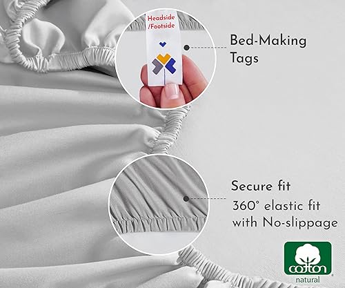 Miniatura 3 de California Design Den Sábana bajera ajustable tamaño Queen con bolsillo profundo, 100% satén de algodón suave, elástico duradero, indicadores