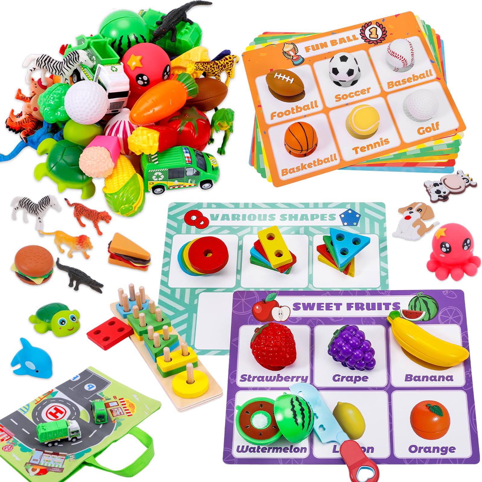 EsjaySorting Toys for Toddlers, Montessori Toys Preschool Learning Activities, Fine Motor Skills Educational Sensory Games with Multiple Theme Play Set, Gifts for Kids Boys and Girls