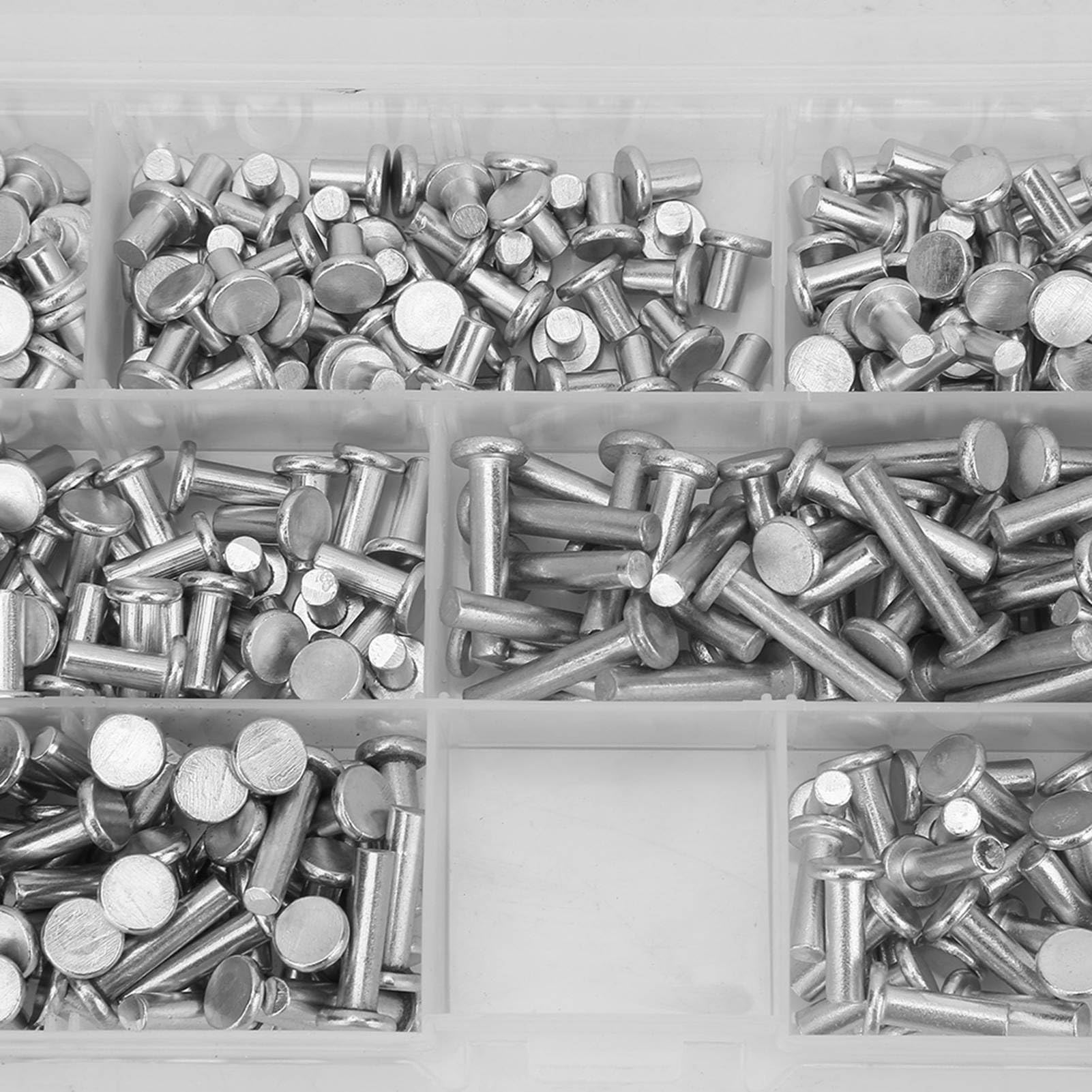 350 PCS M4 Alu Nieten, NIETEN SET Flat Head Solid Aluminium Nieten Sortment Kit 4/6/8/10/12/16/20 mm