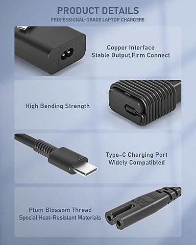 Miniatura 6 de Cargador USB C tipo C de 65 W LA65NM170 DA65NM170 para Dell Chromebook 11 3380 5190; Inspiron 13 5310; Latitude 12 5285 5289 5290 5300 5400 5500