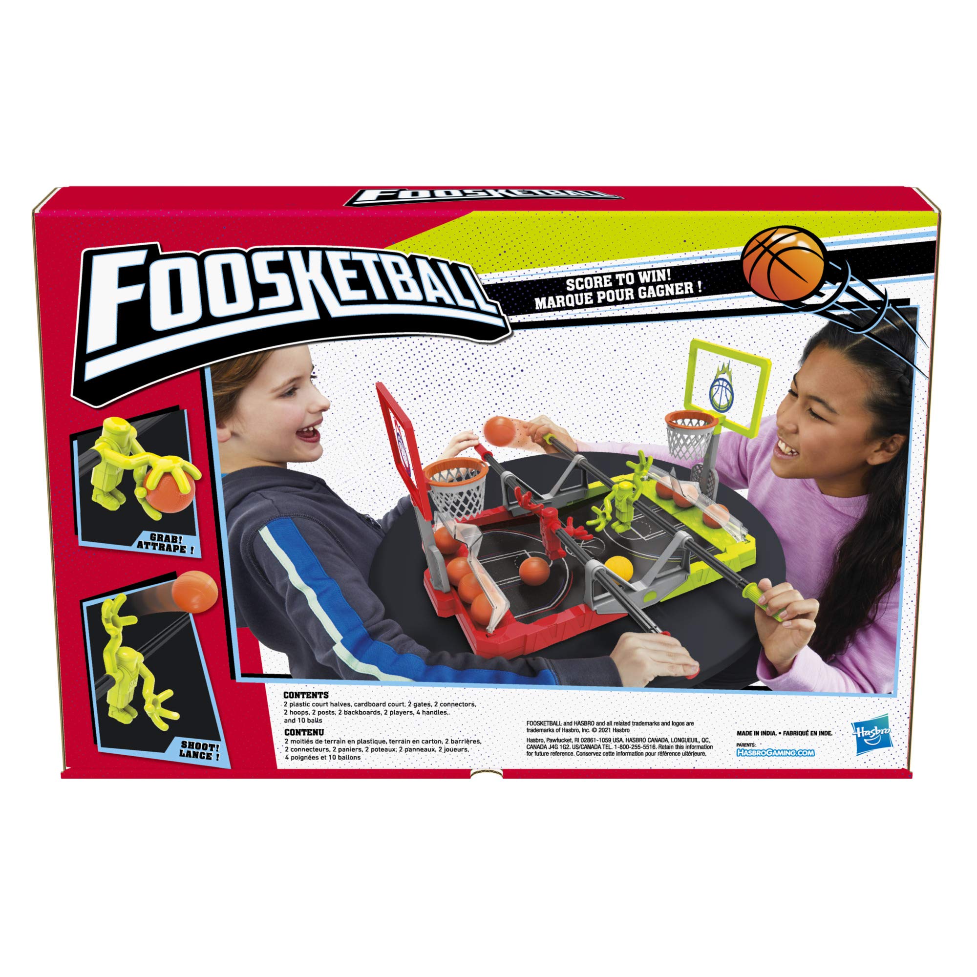 Hasbro Foosketball Game, The Foosball Plus Basketball Shoot and Score, gioco da tavolo non cercato per bambini dagli 8 anni in su, per 2 giocatori, versione inglese e francese