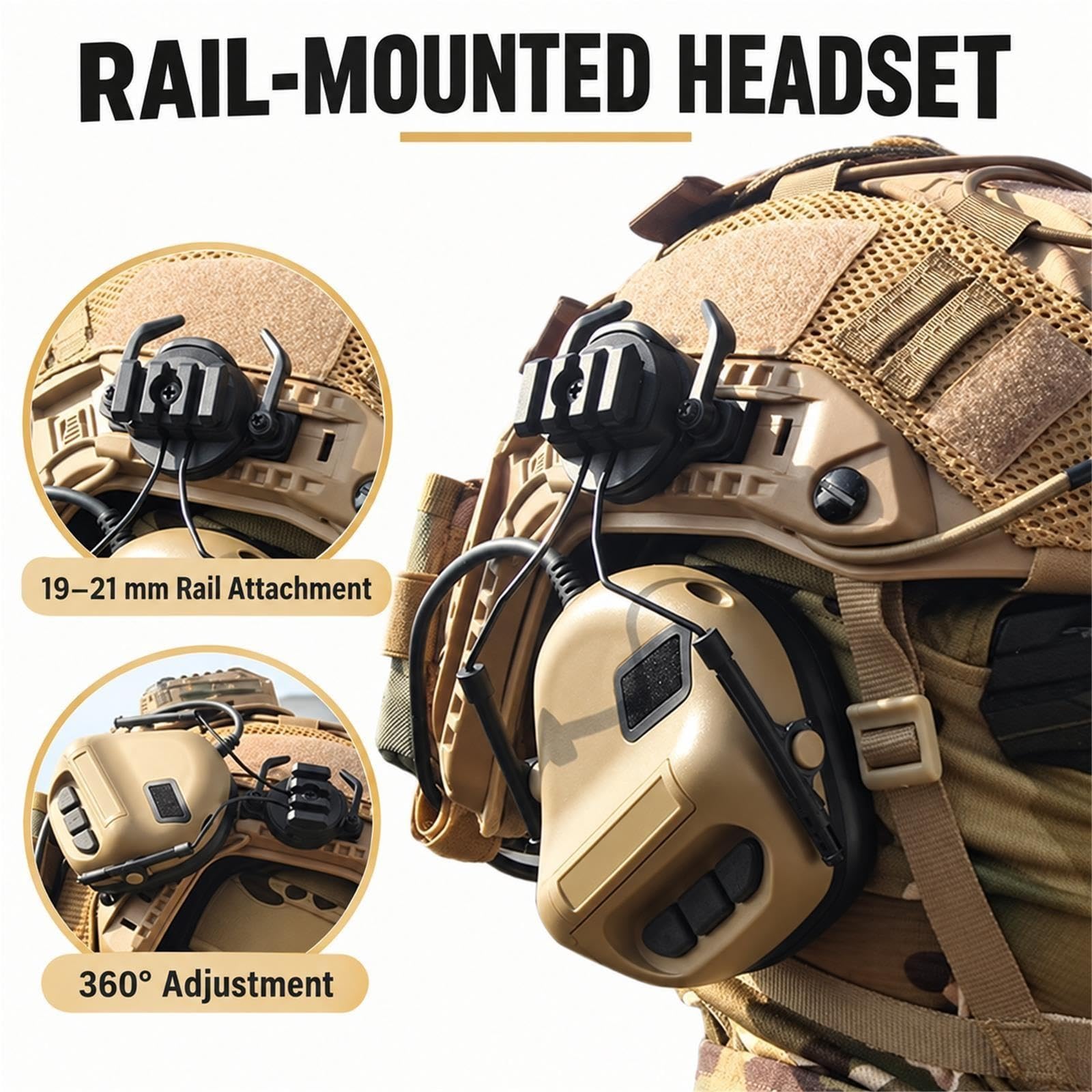 Set Casco Tipo PJ con Cuffie Occhiali Luce Segnale e Torcia