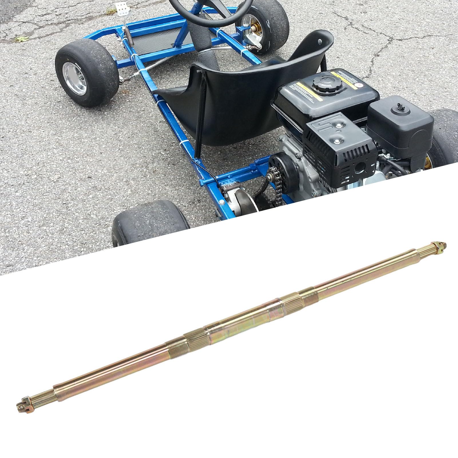 Tylna oś Gokarta 930 Mm 23T 28T Pasuje do Gokarta Quad Drift Trike Stal Ocynkowana Oś Tylna o Wysokiej Twardości, Czynna na żywo, do Naprawy, Wymiany i Dostosowywania