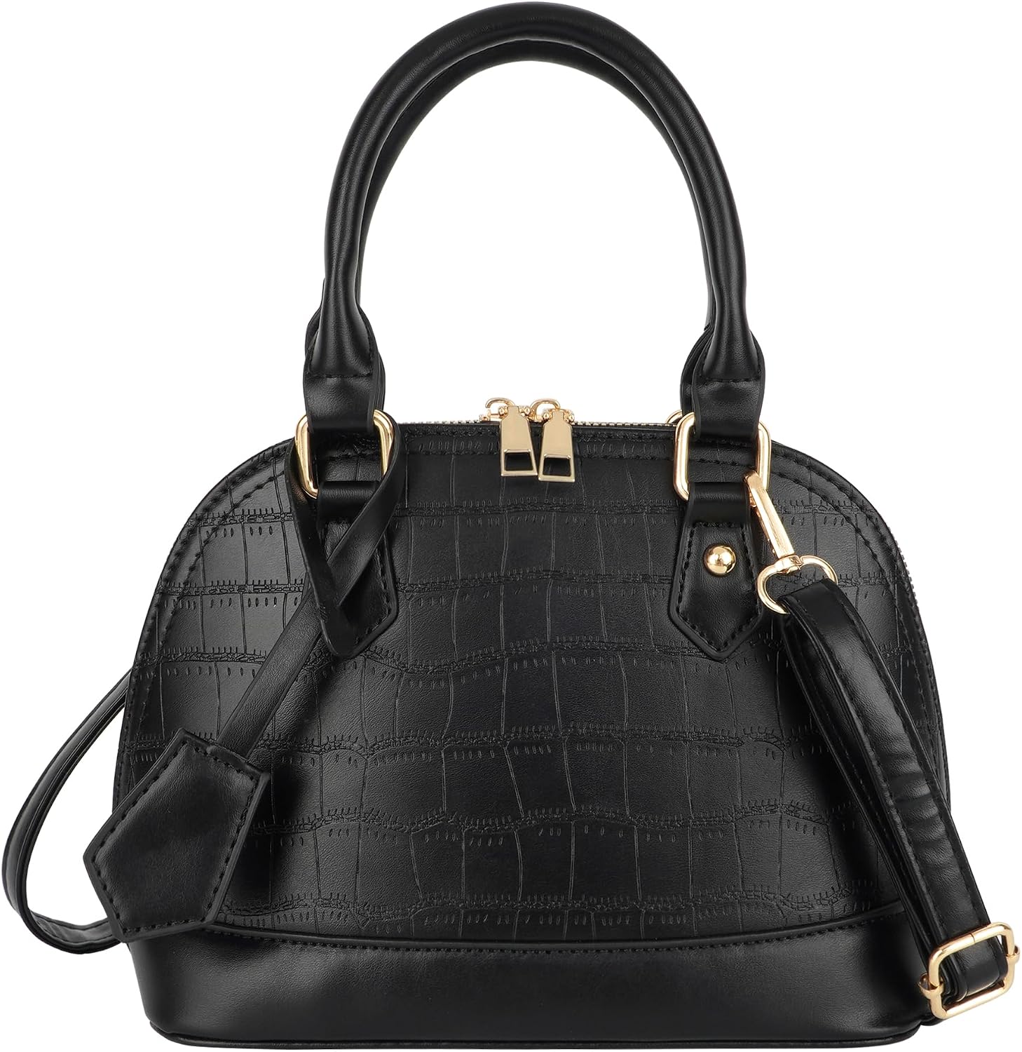 U Scinan Patent Leather Top Handle Tote Bag Mini Zip Around Dome Shoulder Bag Shell Shape Cross Body Handbag Purse Satchel