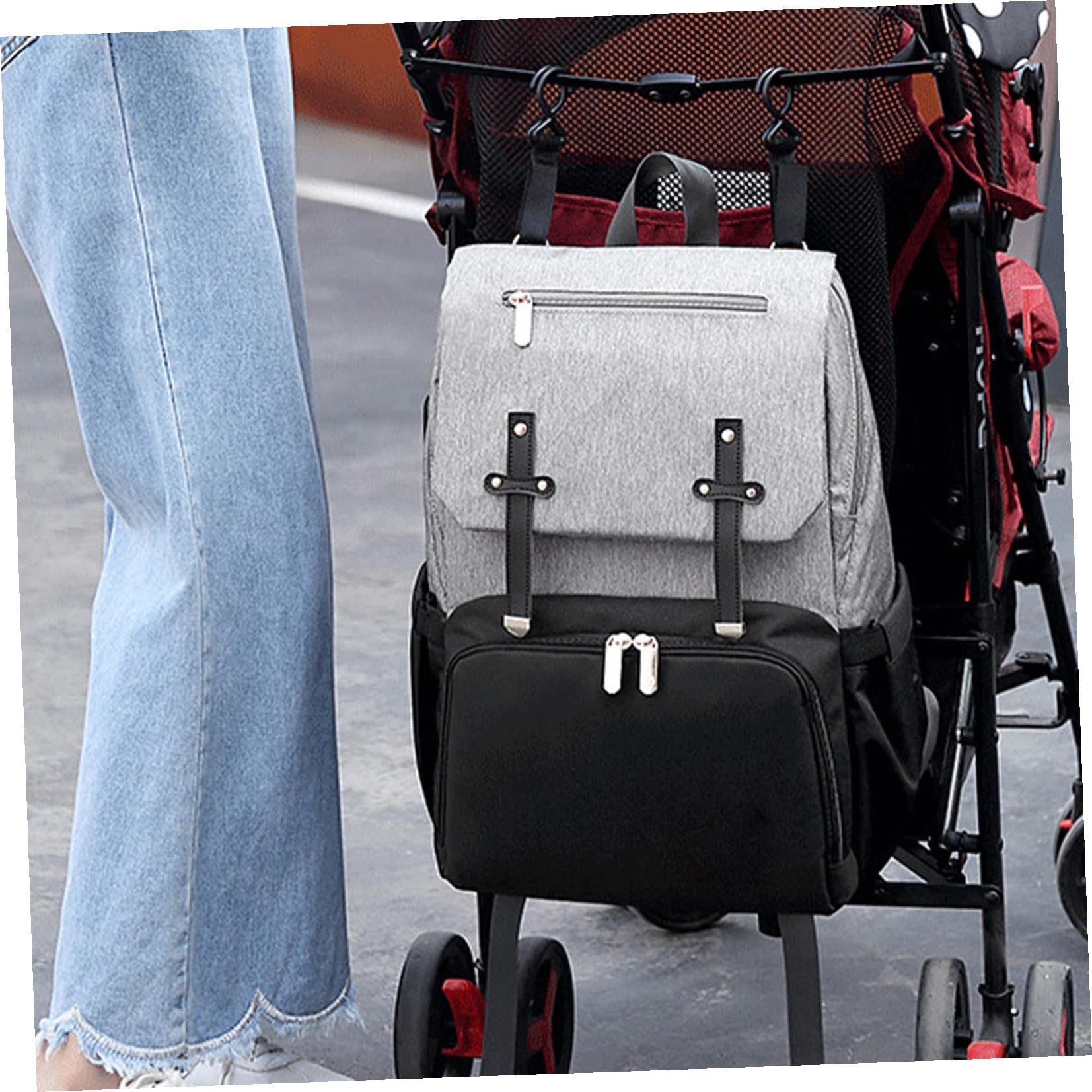 Multifunktionaler Großer Reiserucksack für Mama mit Oxford Stoff Modische Doppelte Schultertasche zum Ausgehen für Babys
