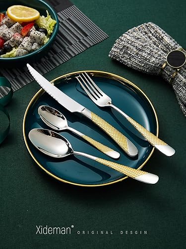 Miniatura 6 de Xideman Juego de tenedores martillados prémium (8.1 pulgadas), cubiertos de tenedores de acero inoxidable 1810, 6 tenedores de metal para el hogar,