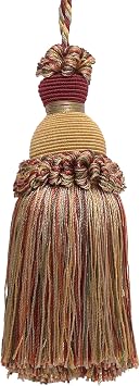 DECOPRO Beautiful Hand-Crafted 5" 12.5cm Key Tassel, 3 1/2" 8.5cm Loop # IKTJ, Cherry Grove Beige #4770 Golden Beige, Rust Red, Olive Green Sold Individually