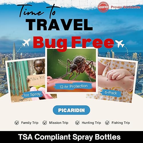 Miniatura 2 de Paquete de viaje repelente de insectos perfumado con picaridina, seis aerosoles de 1 onza, 20% de picaridina sin DEET, protección contra moscas de