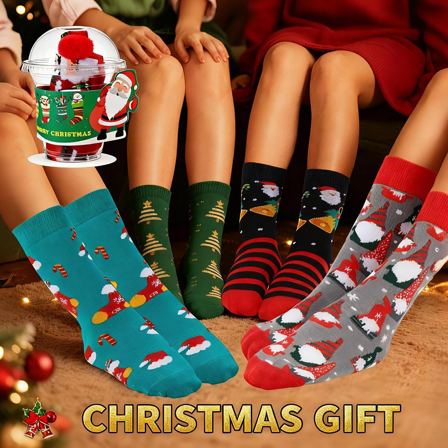 Ramede 36 Pairs Christmas Cupcake Socks for Women, Christmas Bulk Gifts for Coworker, Fun Xmas DIY Socks for Xmas Party Favor