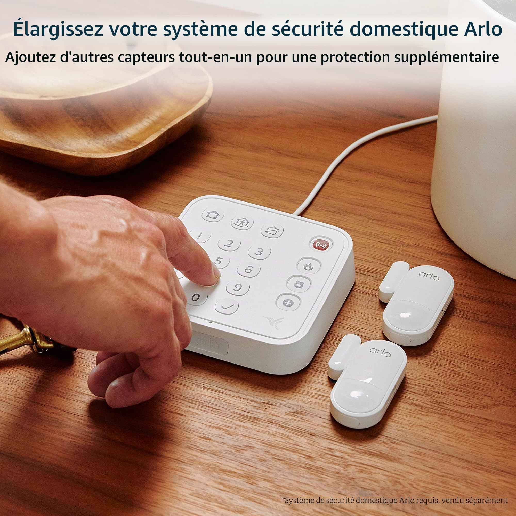Arlo MS1001 Capteur Tout-en-Un avec 8 Fonctions pour système de sécurité Domestique, Alarme Anti-effraction, détecteur de fumée et détecteur de CO2, détecteur de Fuite d'eau, capteur de Porte, 1