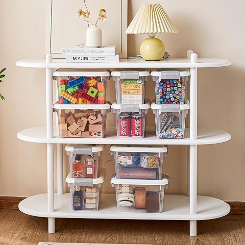 Miniatura 3 de Paquete de 7 contenedores de almacenamiento de plástico de 6.7 cuartos de galón con tapas de pestillo, contenedores de almacenamiento apilables para