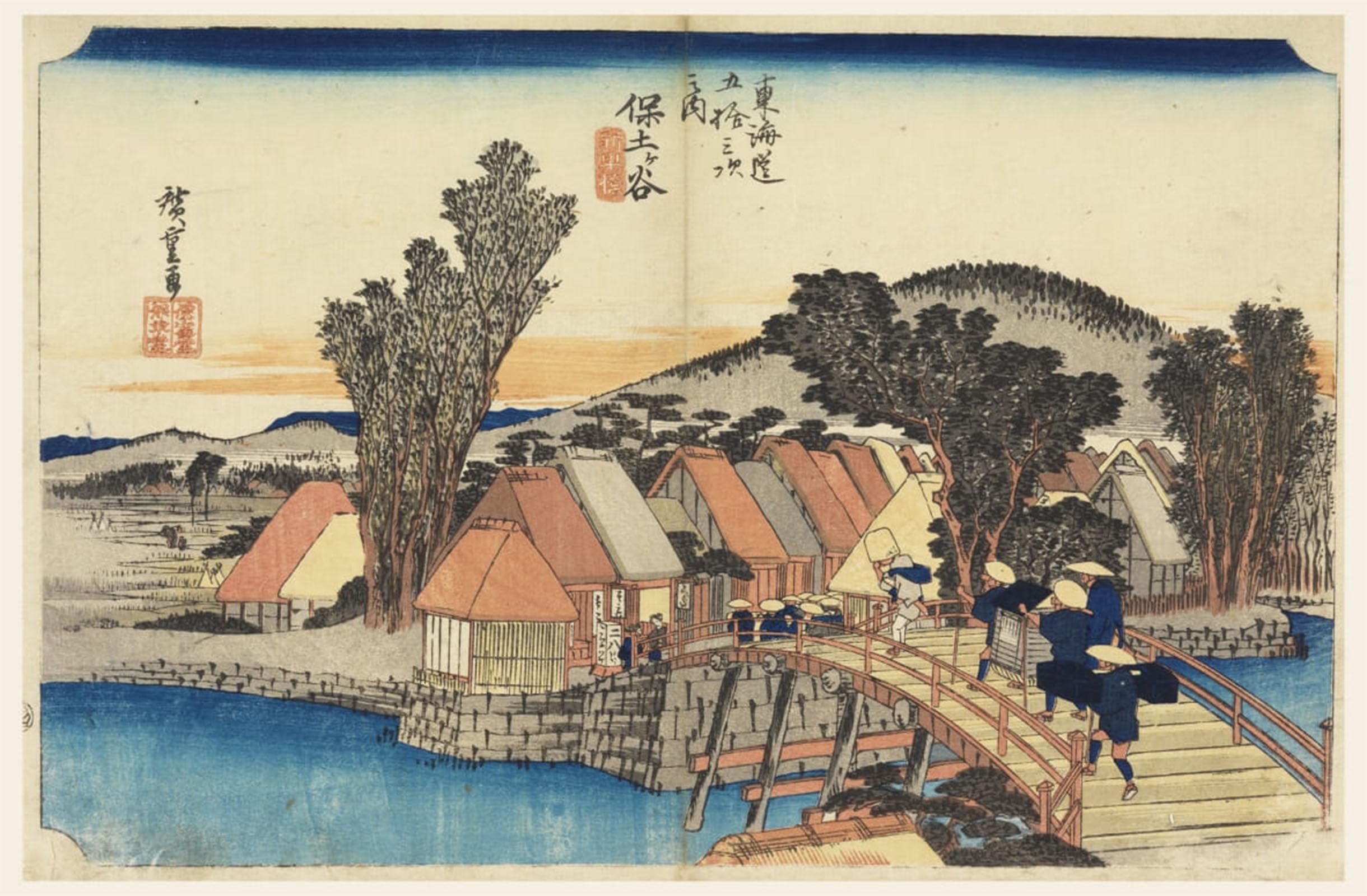 ARTXLXXBN Famous Art Print Poster Vintage Wall Art Hodogaya in the Fifty-three Stations of the Tokaido Road by Ando Hiroshige Canvas Art Poster for Home Decor 60x90cm