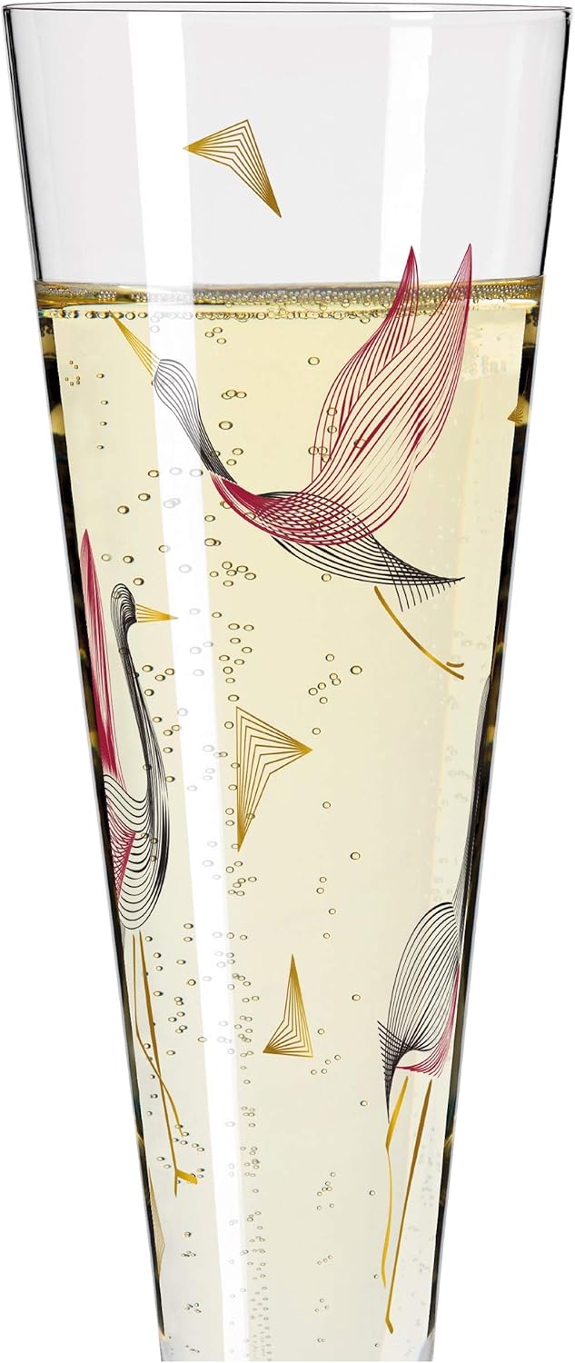 Ritzenhoff 1071015 Goldnacht #15 Champagne Flute, Glass, Gold, red, Black