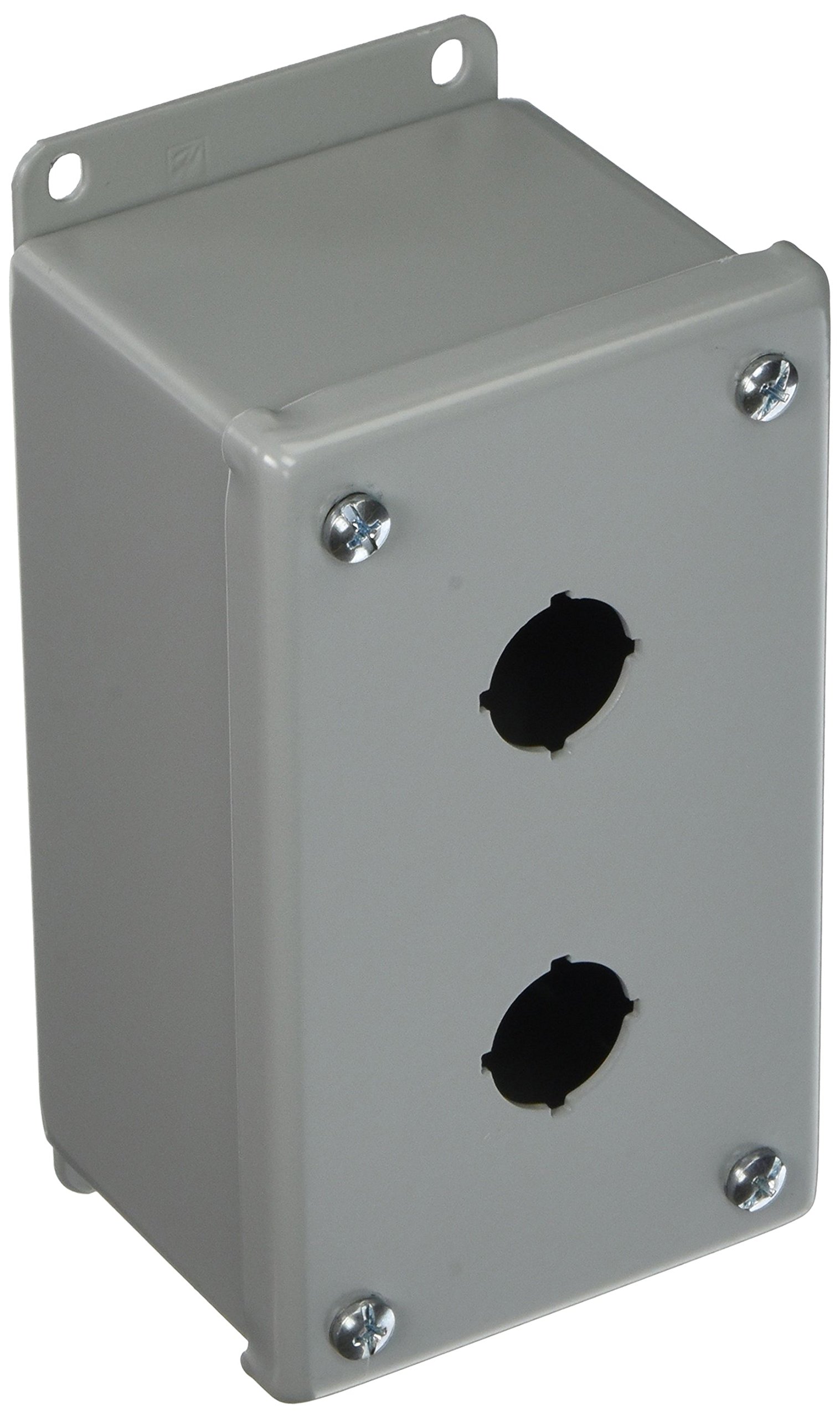 HoffmanE2PBG Enclosure for 2 22.5 mm Pushbuttons, Steel, Gray