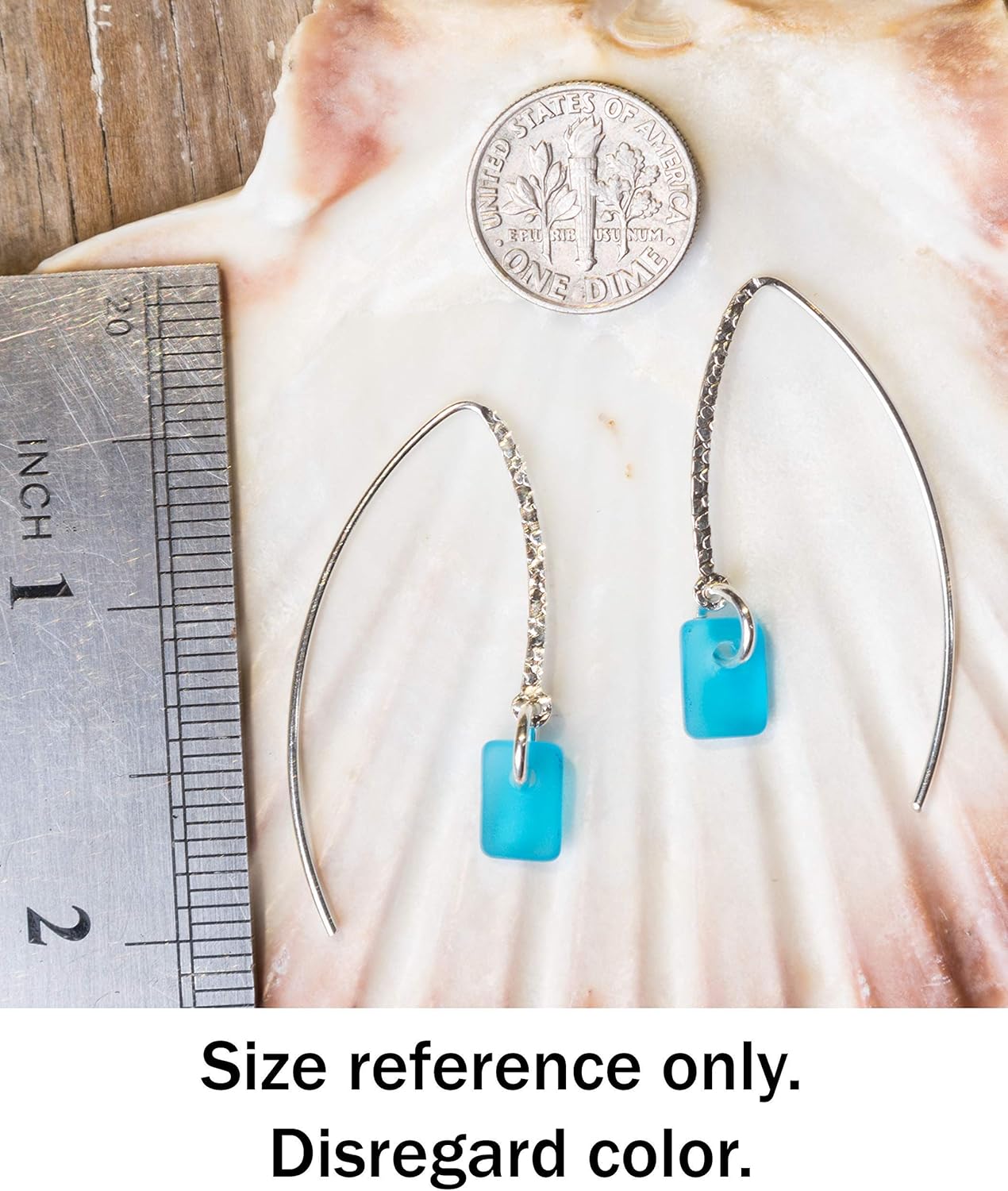 Sea Glass Sweep Earrings - Sterling Silver Drop Earrings by EcoSeaCo, using recycled and sustainable material. Handmade in the USA - Image 3