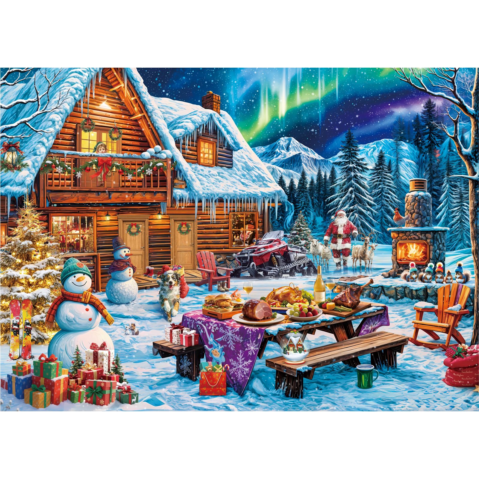 HUADADA Jigsaw Puzzles for Adults 1000-Christmas Under the Aurora