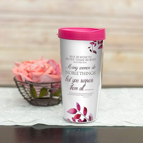 Miniatura 2 de Elanze Designs Proverbs 31 Woman Worth More than Rubies - Taza de 16 onzas con tapa