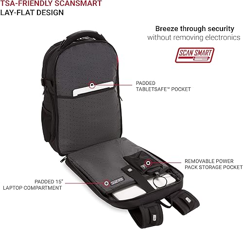 Miniatura 5 de SwissGear - Mochila con compartimiento para laptop y puerto USB serie ScanSmart 5358 Mochila para laptop resistente a la abrasión y fácil de llevar,