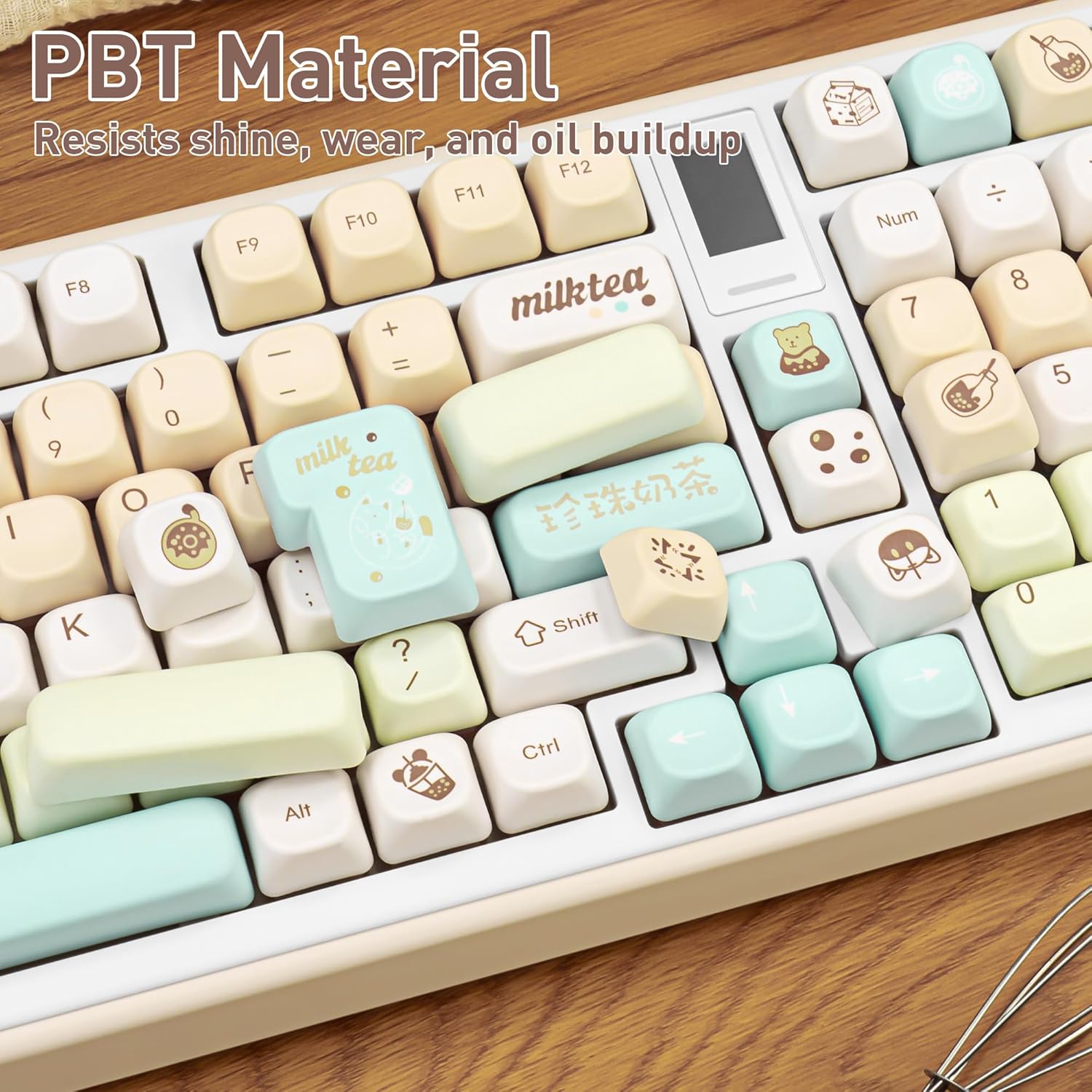 FOA Profile PBT Key Caps - Minimalist Beige Keycaps Dye Sublimation Creamy Custom Keycap for Mechanical Gaming Keyboard, 145 Keys