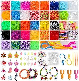 UUEMB 3000+ Rubber Band Bracelet Kit, Colorful Loom Bracelet Making Kit with Storage Box, DIY Art Craft Set with Charms Beads for Beginners Birthday Party Christmas Gift