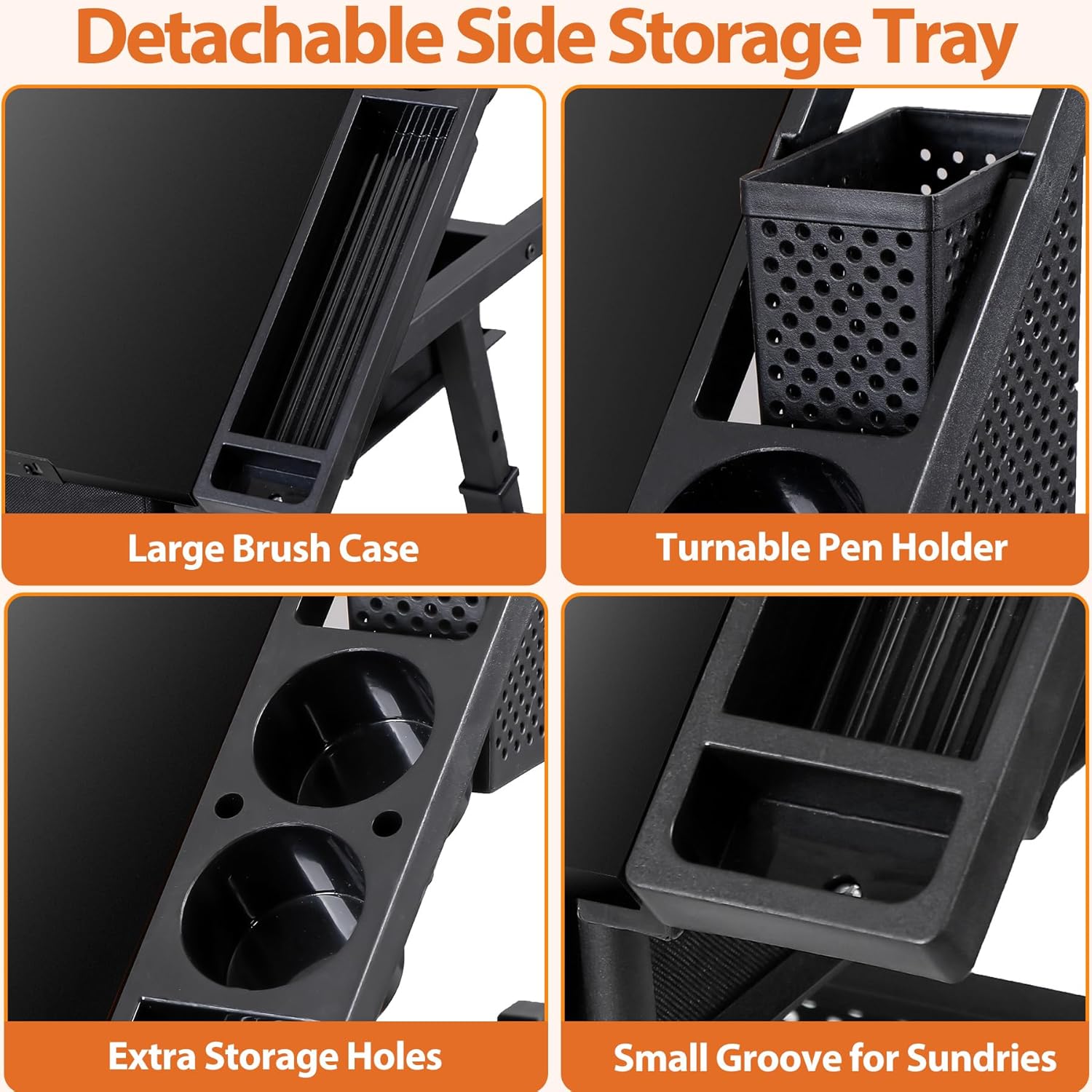 HomGarden Height Adjustable Drafting Desk Drawing Table Art Craft Work Station w/Stool, Power Outlet and Storage Drawers for Home Office Study Room, Black